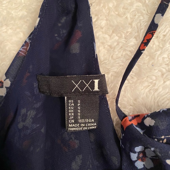 Blue Floral Racer back Tank with Ruffle - Picture 3 of 4